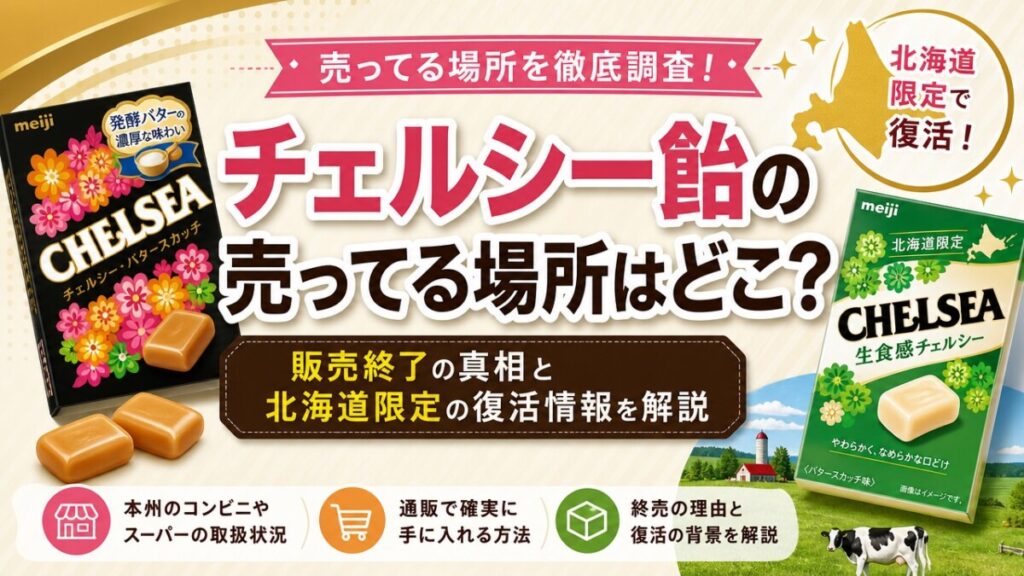 チェルシー飴の売ってる場所はどこ？販売終了の真相と北海道限定の復活情報を解説