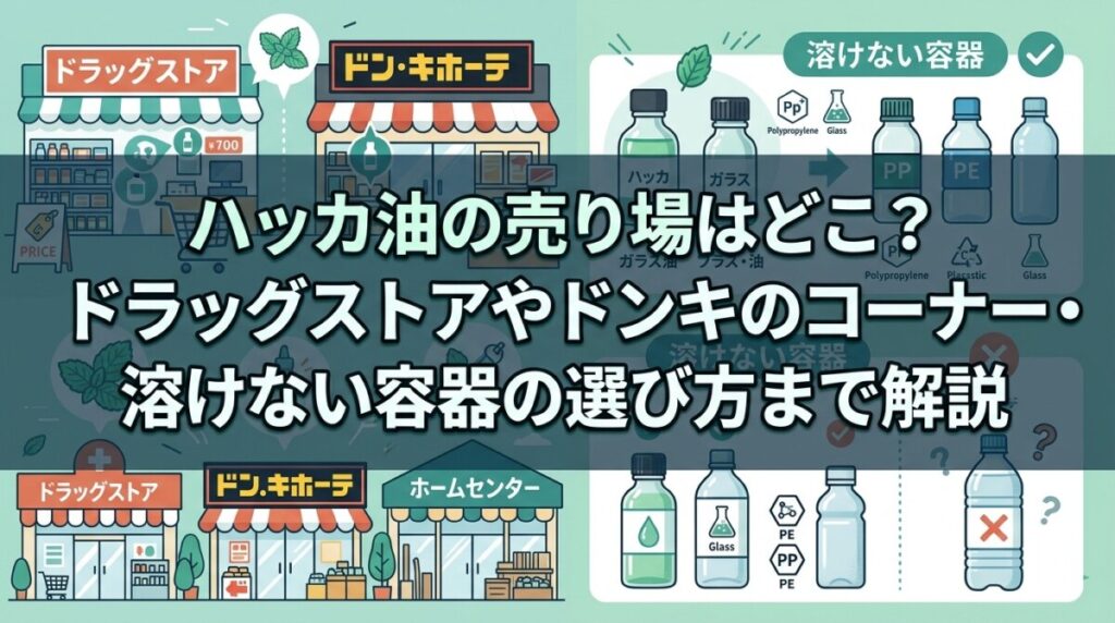 ハッカ油の売り場はどこ？ドラッグストアやドンキのコーナー・溶けない容器の選び方まで解説